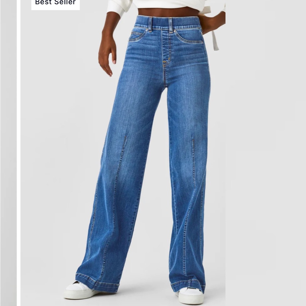 NWT Spanx wide leg seamed jeans size large